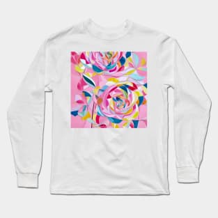 Stylized Floral in Pastel Colors Long Sleeve T-Shirt